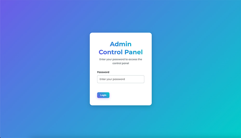 Admin Login Screen